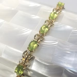 Genuine 10kt YG Oval Peridot Bracelet  7.5"